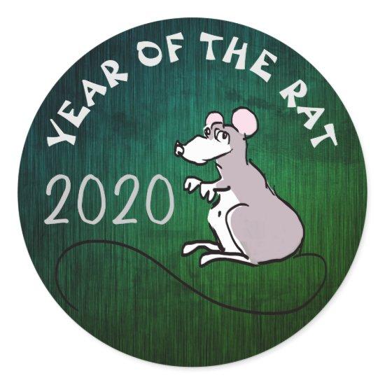 Comics Chinese Rat New Year 2020 Round Sticker