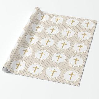 Communion Beige with Gold Polka Dots