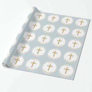 Communion Blue with Gold Polka Dots