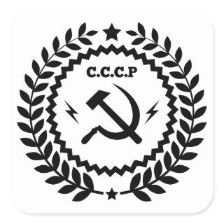 Communist CCCP Hammer Sickle Badge Square Sticker