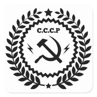 Communist CCCP Hammer Sickle Badge Square Sticker