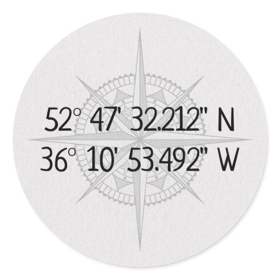 Compass GPS Home Coordinates  Classic Round Sticker