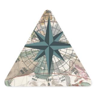 Compass on an Ancient Map Triangle Sticker