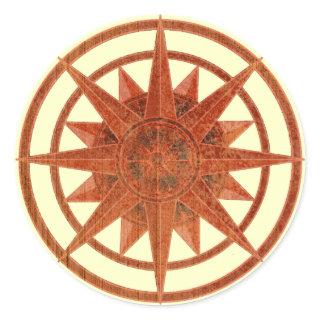 Compass Rose Classic Round Sticker