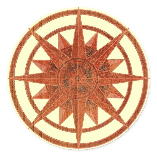 Compass Rose Classic Round Sticker