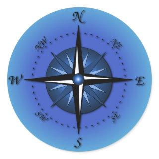 Compass Rose Classic Round Sticker
