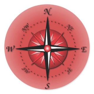 Compass Rose Classic Round Sticker