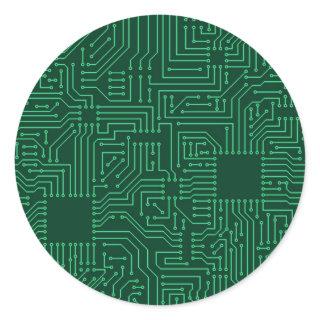 Computer circuit board classic round sticker