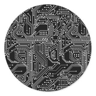 Computer Circuit Board Classic Round Sticker