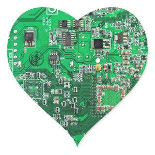 Computer Geek Circuit Board Green Heart Sticker