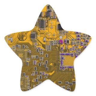 Computer Geek Circuit Board Light Orange Star Sticker