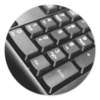Computer keyboard classic round sticker