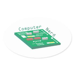 Computer Nerd Oval Sticker