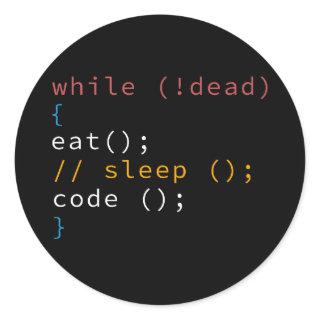 Computer Science Python Programmer Eat Code Sleep Classic Round Sticker