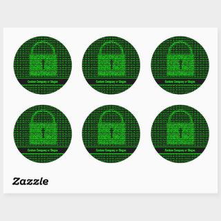 Computer Security - Cyber Padlock on Machine Code Classic Round Sticker