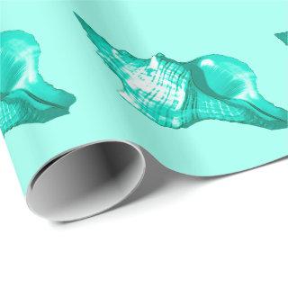 Conch shell sketch - turquoise, white and aqua