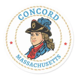 Concord Massachusetts Colonial Classic Round Sticker