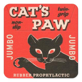 Condom Package Vintage Cat's Paw Jumbos Square Sticker