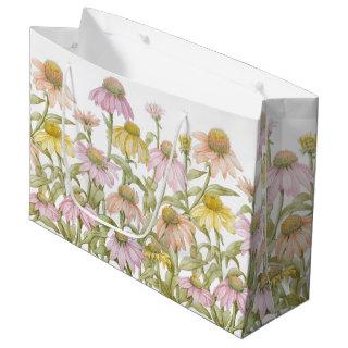 Coneflowers Watercolor Botanical Art Large Gift Bag