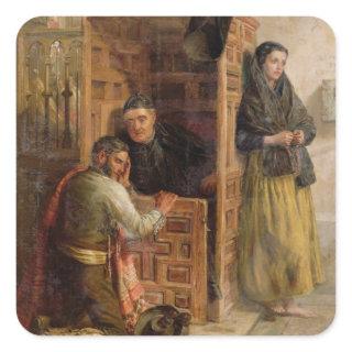 Confession, 1862 (oil on canvas) square sticker