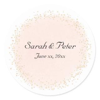Confetti Gold Elegant Modern Wedding Invitation Classic Round Sticker