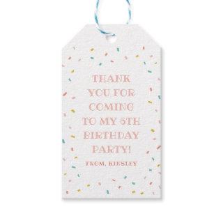 Confetti kids birthday party thank you gift tag