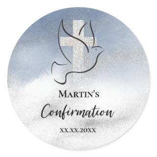 Confirmation blue marble classic round sticker