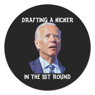 Confused Joe Biden Fantasy Football Loser Drafting Classic Round Sticker