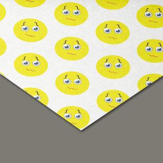 Confused Puzzled Yellow Emoji Pattern Tissue Paper