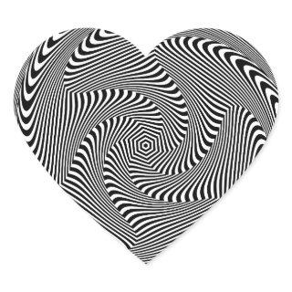 confusing hypnotic swirl lines pattern black white heart sticker