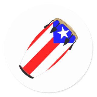 Conga Flag Puerto Rico Classic Round Sticker