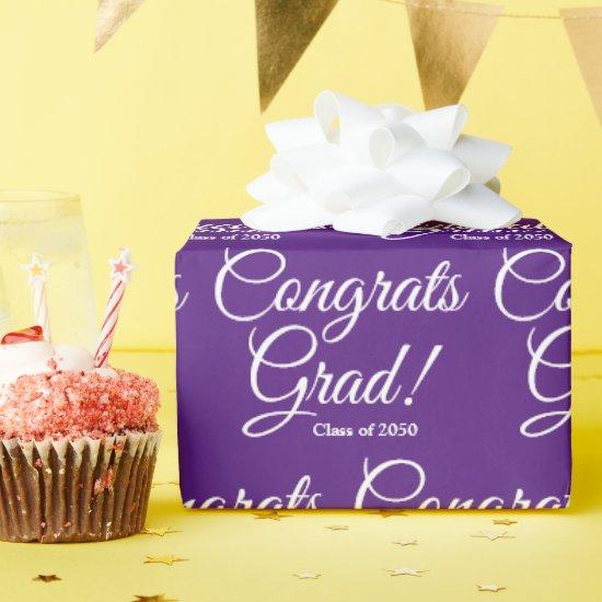 Congrats grad custom class year script text purple