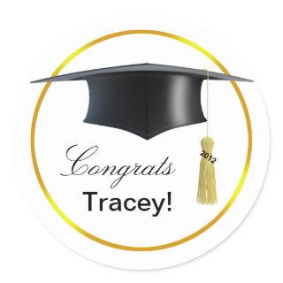 Congrats Graduate! Mortarboard & 2012 Tassel Classic Round Sticker