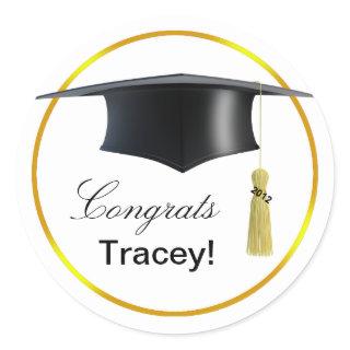 Congrats Graduate! Mortarboard & 2012 Tassel Classic Round Sticker