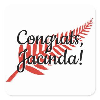 Congrats, Jacinda! Custom Text and Colors Fern Square Sticker