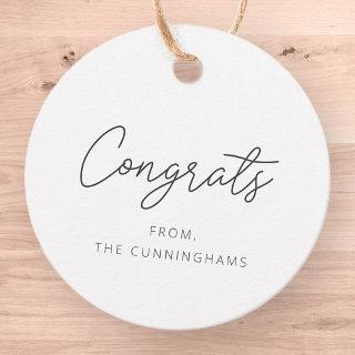 Congrats Modern Elegant Simple Chic Family Name Favor Tags