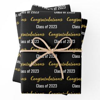 Congratulations Class of 2023 Black White and Gold  Sheets