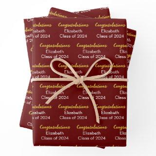 Congratulations Gold Dark Red Class of 2024 Name  Sheets