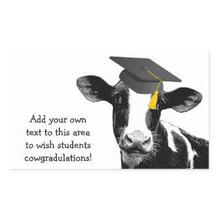 Congratulations Graduation Funny Cow in Cap Rectangular Sticker