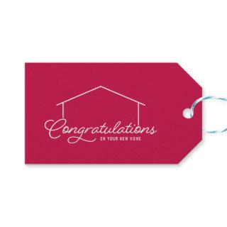 Congratulations New Home Silhouette Editable Color Gift Tags