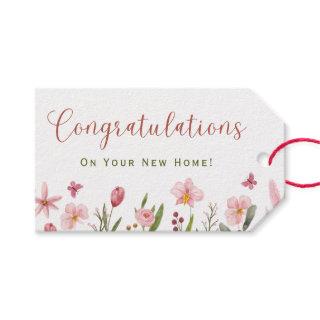 Congratulations Realtor Personalized Pink Flowers Gift Tags