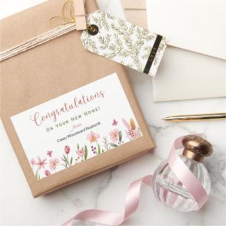 Congratulations Realtor Personalized Pink Flowers Rectangular Sticker