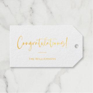 Congratulations Stylish Minimal Calligraphy Gold Foil Gift Tags