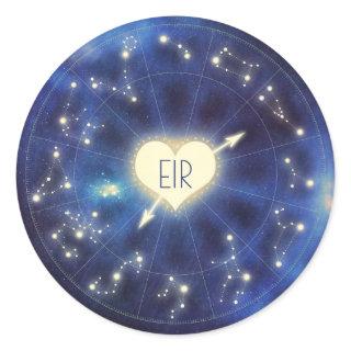 Constellation Zodiac Starry Night Wedding Classic Round Sticker