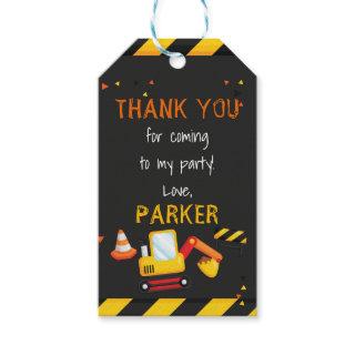 Construction Birthday Thank You Chalkboard Gift Tags