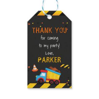 Construction Birthday Thank You Chalkboard Gift Tags