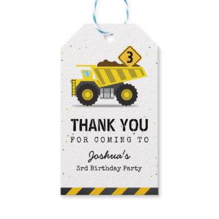 Construction Dump Truck Kids Any Age Birthday Gift Tags