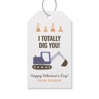 Construction Excavator Kids Classroom Valentine Gift Tags