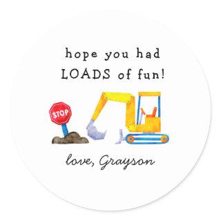 Construction LOADS of fun Boy Birthday Classic Round Sticker
