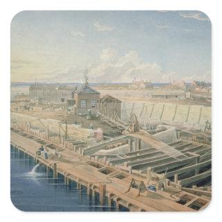 Construction of Docks Square Sticker